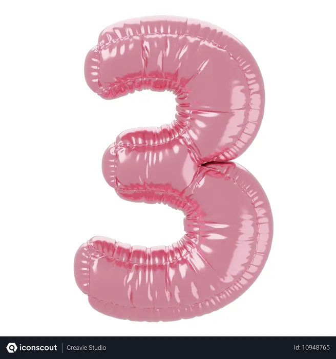Free Number 3  3D Icon