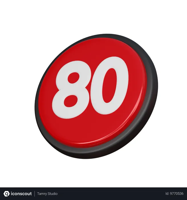 Free Number 80  3D Icon