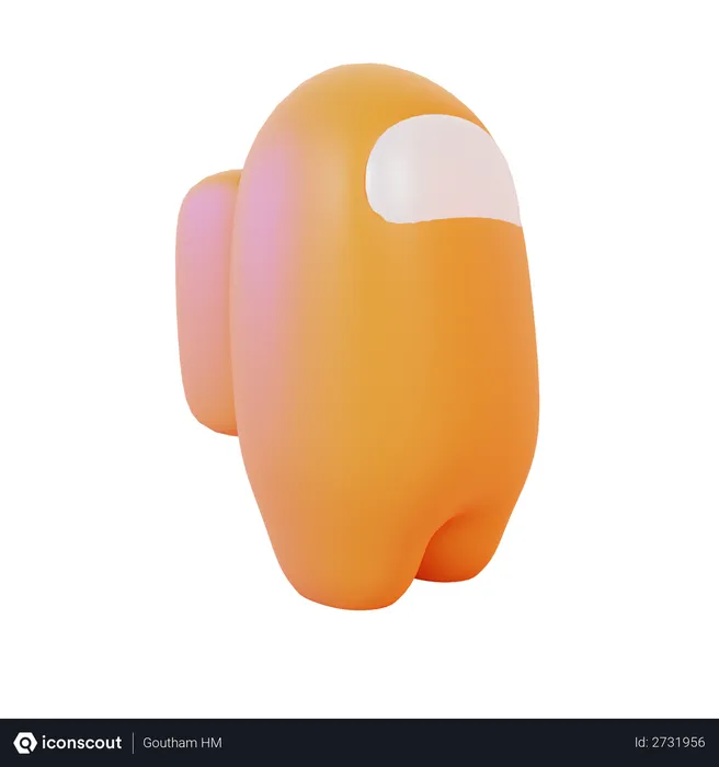 Free Orange Character of among us  3D Illustration