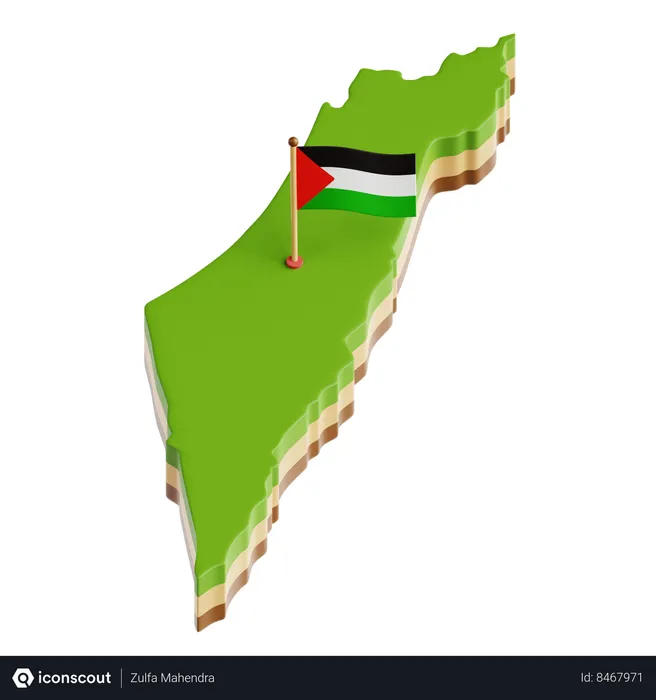 Free Palestinian Map  3D Icon