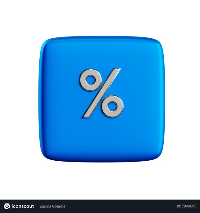 Free Percentage Button Emoji 3D Icon download in PNG, OBJ or Blend format