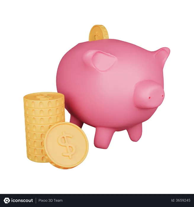 Free Piggy Bank  3D Illustration