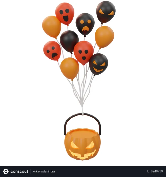 Free Pumpkin And Balloon  3D Icon