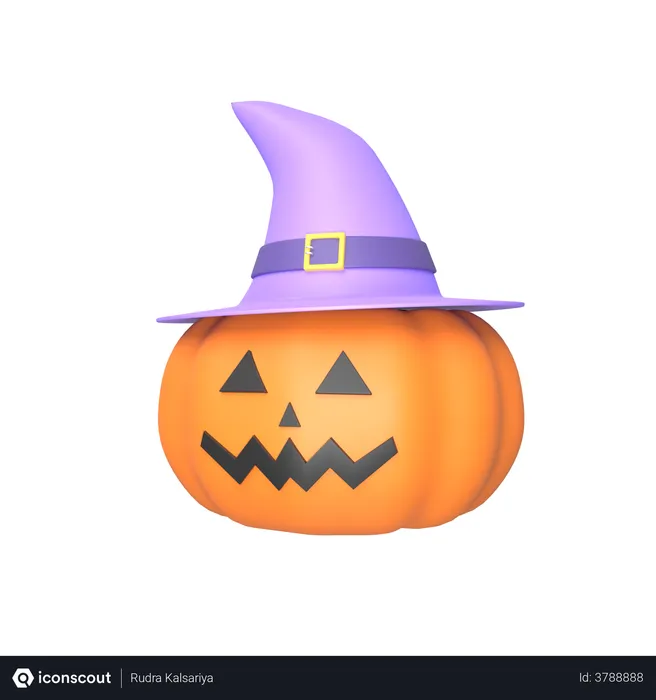Free Pumpkin with hat  3D Illustration