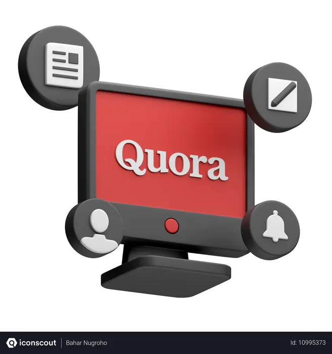 Free Quora no monitor de desktop Logo 3D Icon