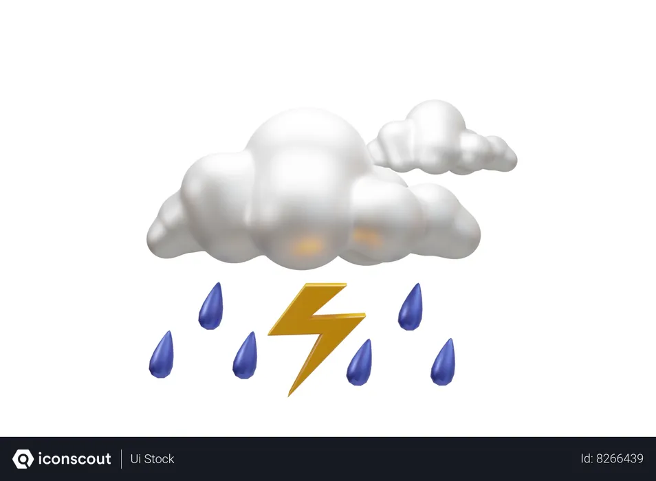 Free Rainy Thunderstorm  3D Icon