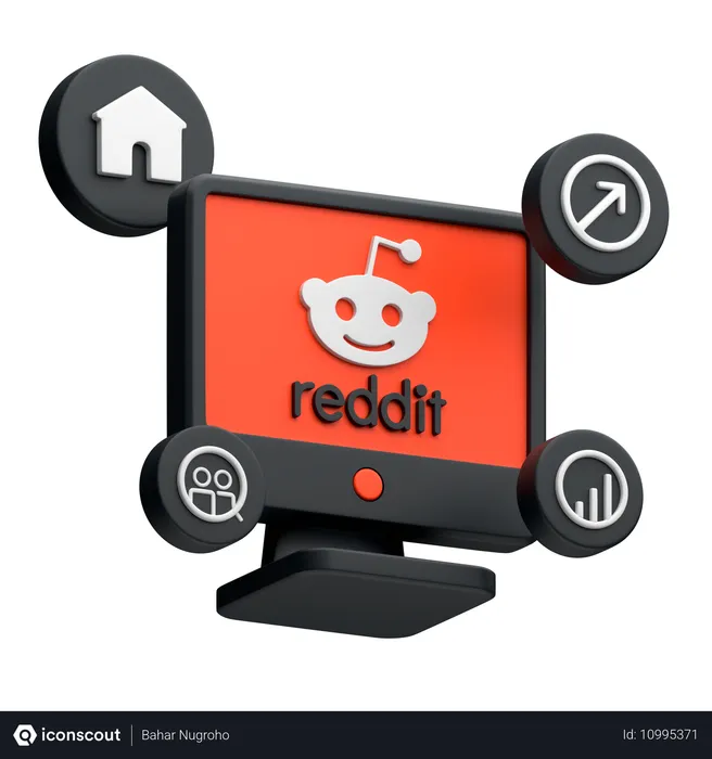 Free 데스크탑 모니터에서 reddit Logo 3D Icon