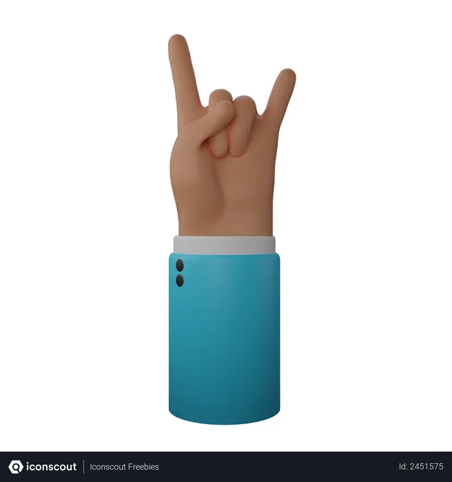 Free Rock N’ Roll Hand Sign  3D Illustration