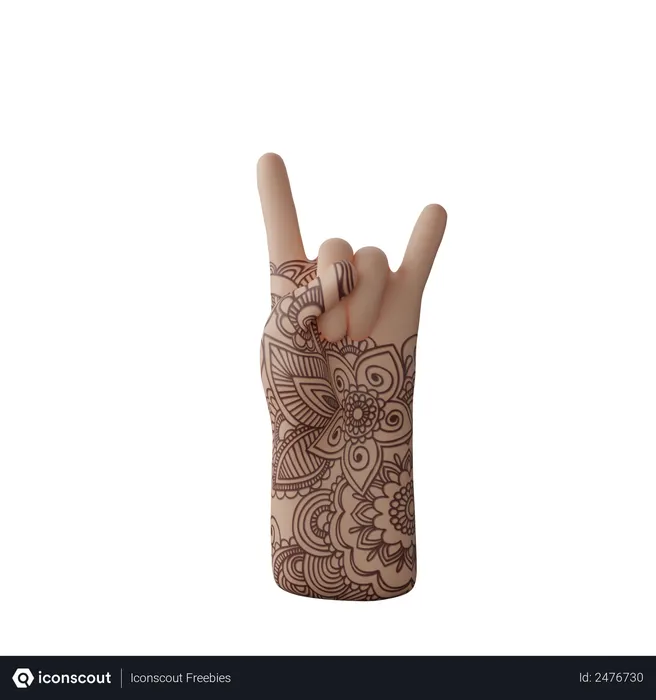 Free Rock N Roll Sign with hand  3D Illustration