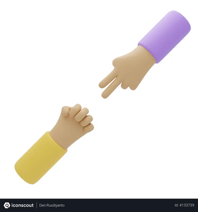 Free Rock Paper Scissors Hand  3D Illustration