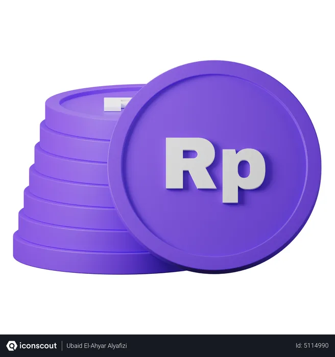 Free Rupiah Coin Stack  3D Icon