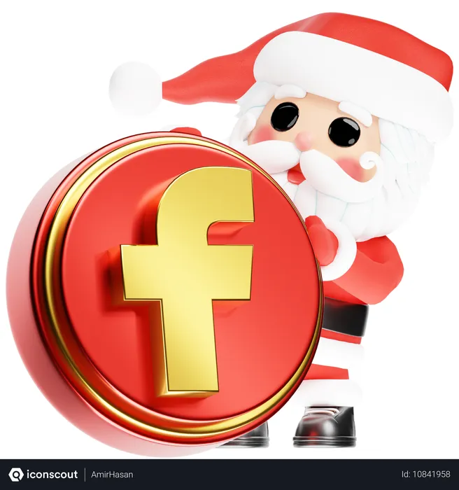 Free Santa Calus mit Weihnachts-Facebook Logo 3D Icon