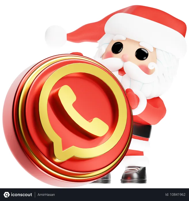 Free Santa Calus mit Weihnachts-Whatsapp Logo 3D Icon