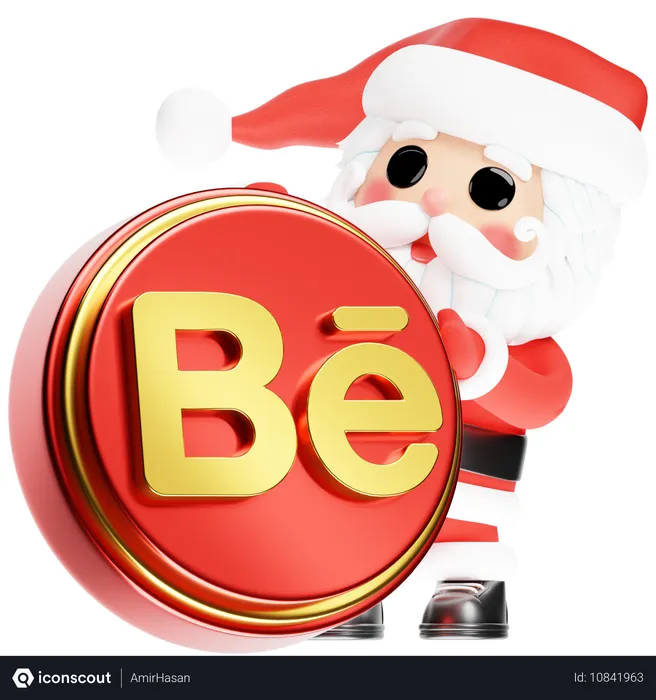 Free Santa Calus with Christmas Behance Logo 3D Icon