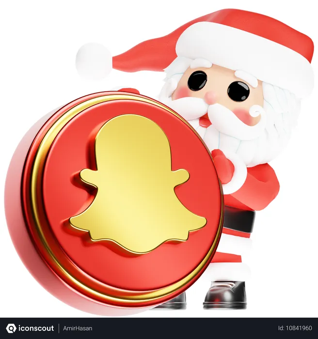 Free Santa Calus mit Weihnachts-Snapchat Logo 3D Icon