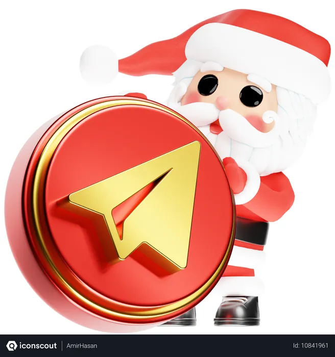 Free Santa Calus with Christmas Telegram Logo 3D Icon