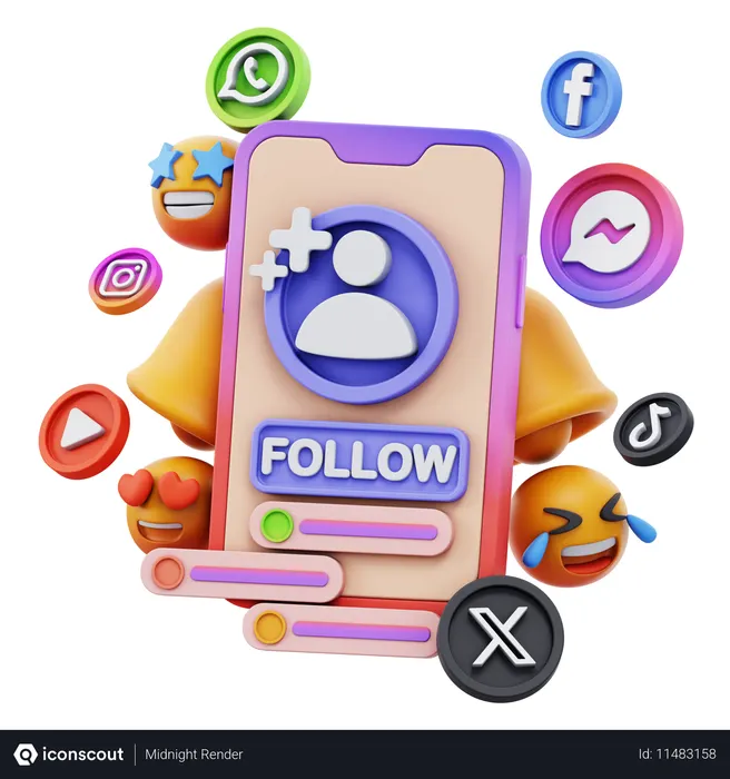 Free Seguimiento de redes sociales  3D Icon