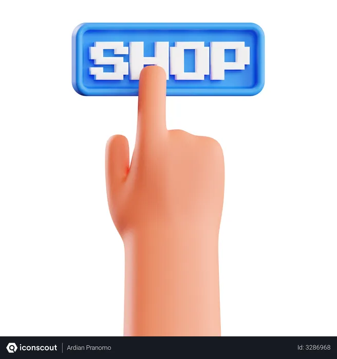 Free Shop Button  3D Illustration