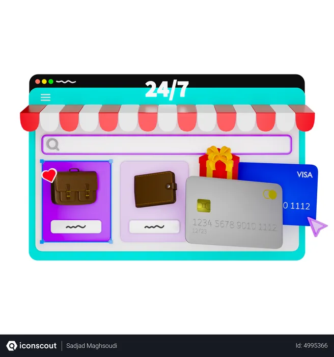 Free Shopping Website  3D Illustration