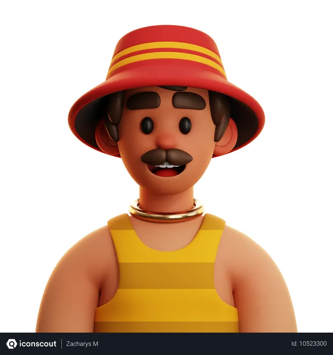 Free SHORT HAIR MAN WITH BUCKET HAT  3D Icon