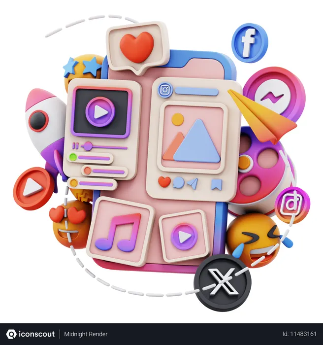 Free Social Media Creativity  3D Icon