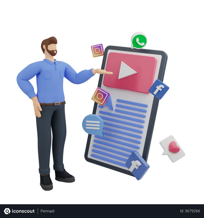 Free Social media marketing in mobile online  3D Illustration