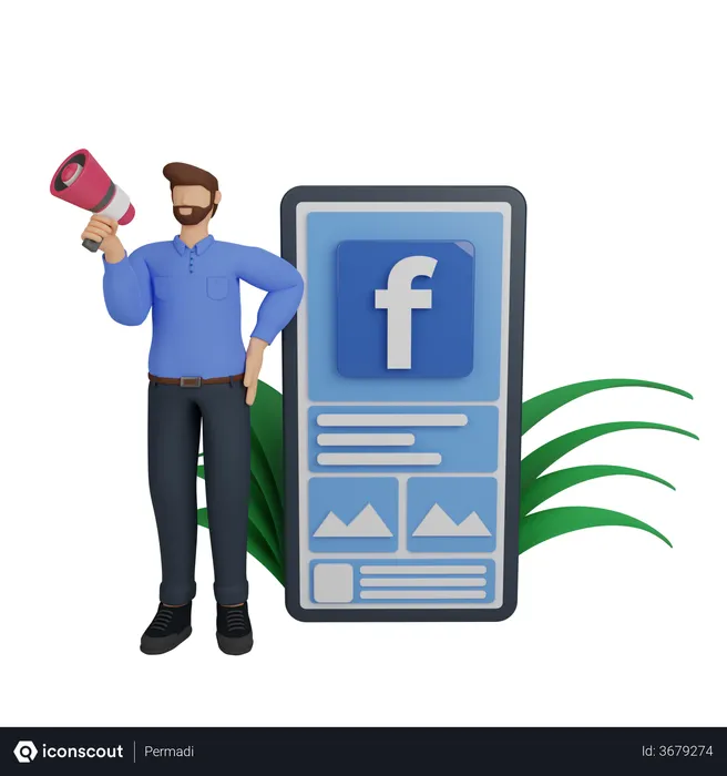 Free Social Media Marketing mit Facebook-Werbung  3D Illustration