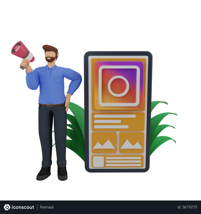 Free Social media marketing with Instagram ads  3D Illustration