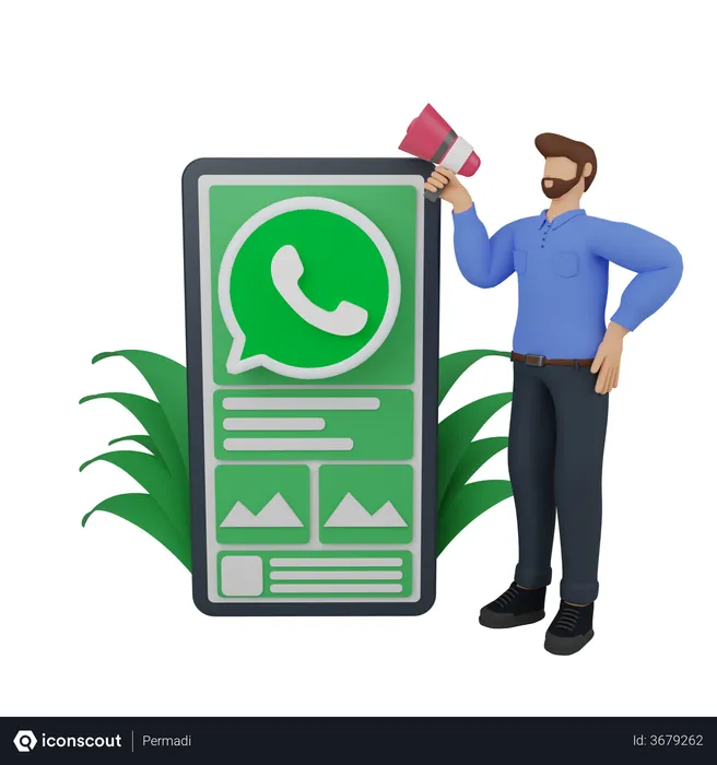 Free Social media marketing with WhatsApp  3D Illustration