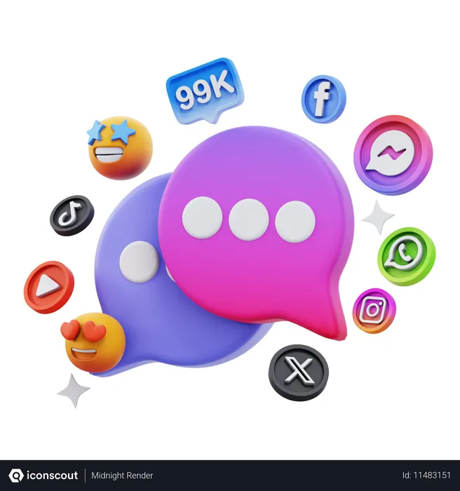 Free Social Media Messaging  3D Icon