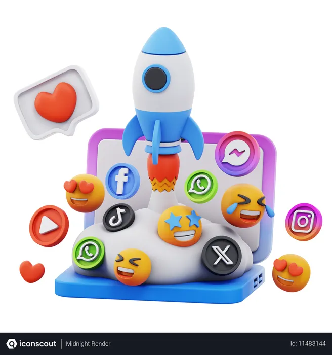 Free 소셜미디어 스타트업  3D Icon
