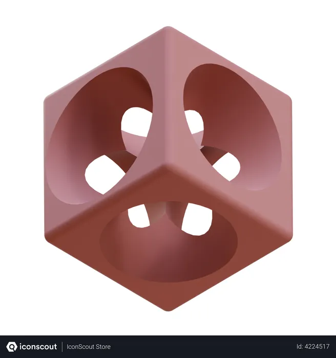 Free Sphere Boolean Cube  3D Icon