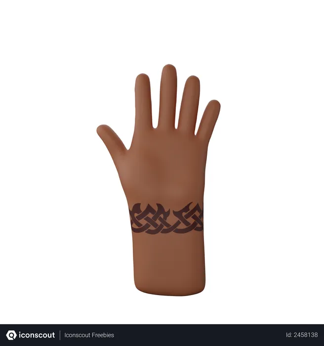 Free Stop hand gesture with tattoo on hand  3D Illustration