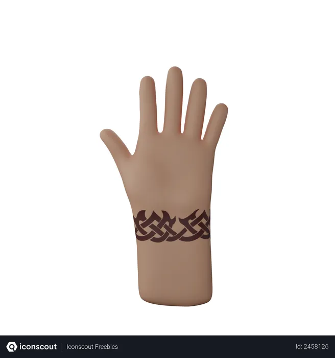 Free Stop hand gesture with tattoo on hand  3D Illustration