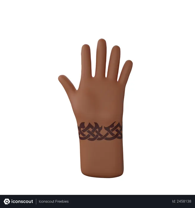 Free Stop hand gesture with tattoo on hand  3D Icon