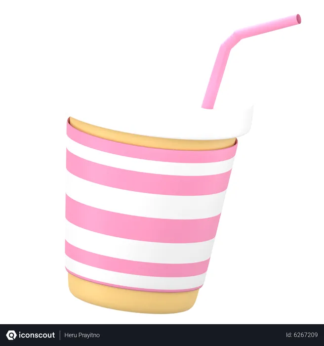 Free Strawberry Milkshake  3D Icon