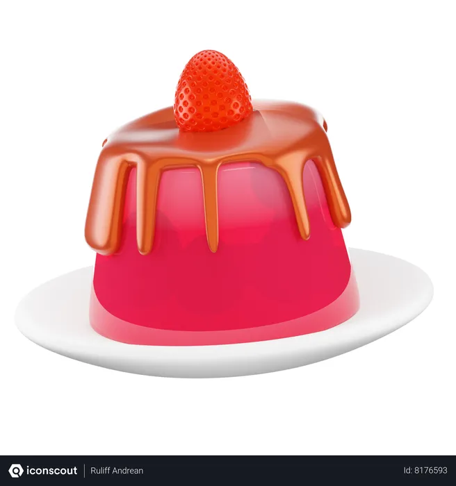Free Strawberry Pudding  3D Icon