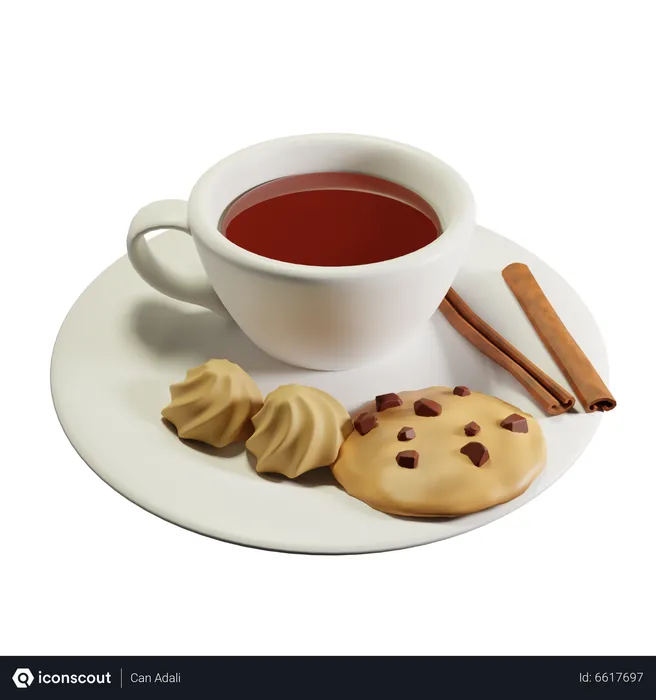 Free Tasse de thé et biscuits  3D Icon