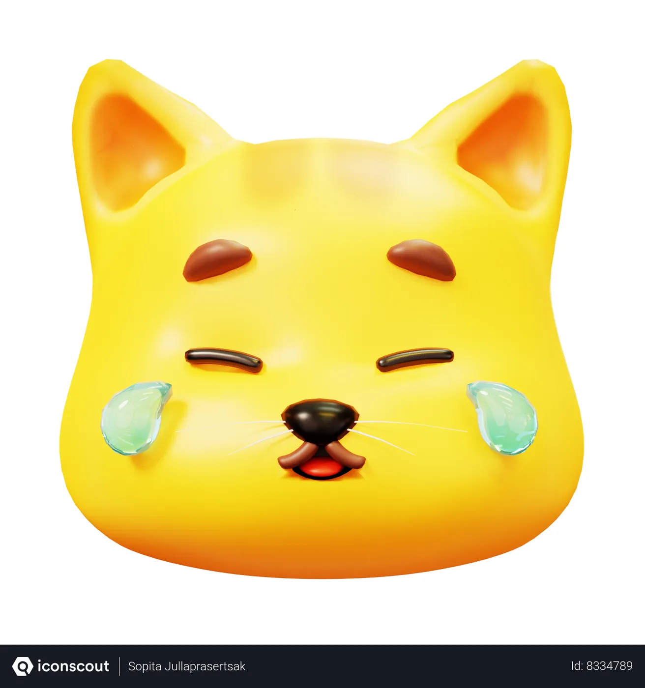 Free Tear Of Joy Cat Emoji 3D Icon download in PNG, OBJ or Blend format