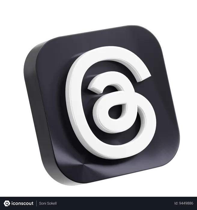 Free Threads Logo 3D Icon