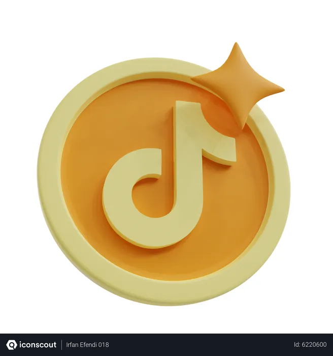 Free Tiktok Coin With Blink Star Logo 3D Icon