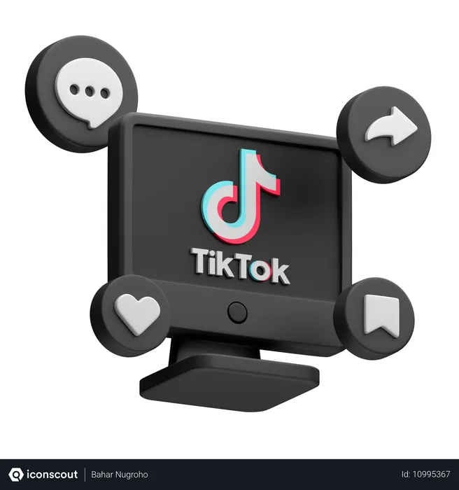 Free Tiktok en el monitor del escritorio Logo 3D Icon