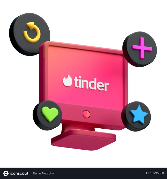 Free デスクトップモニター上のTinder Logo 3D Icon