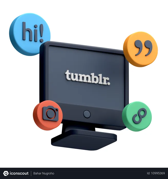 Free Tumblr en el monitor del escritorio Logo 3D Icon