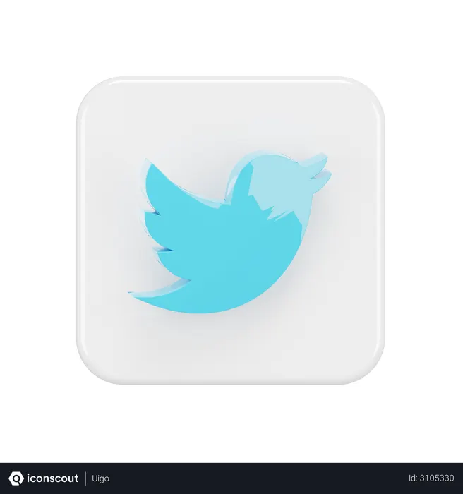 Free Twitter Logo 3D Logo