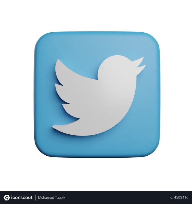Free Twitter Logo 3D Logo