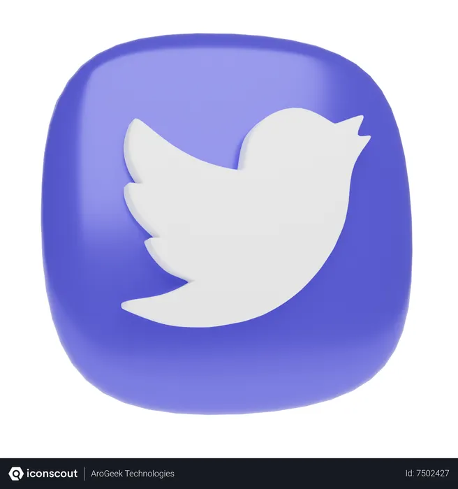 Free Twitter Logo 3D Icon download in PNG, OBJ or Blend format