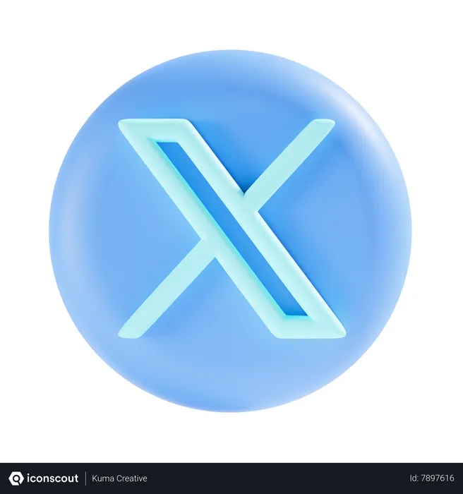 X Twitter Logo 3D Icon download in PNG, OBJ or Blend format