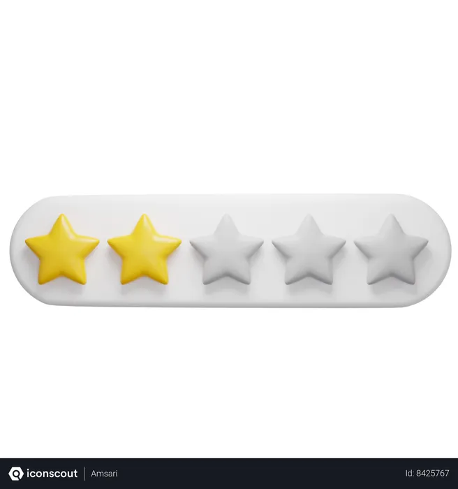 Free Two Star Rating  3D Icon