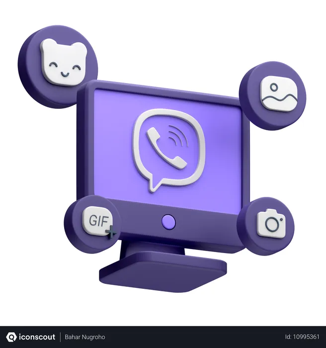 Free Viber On Desktop Monitor Logo 3D Icon